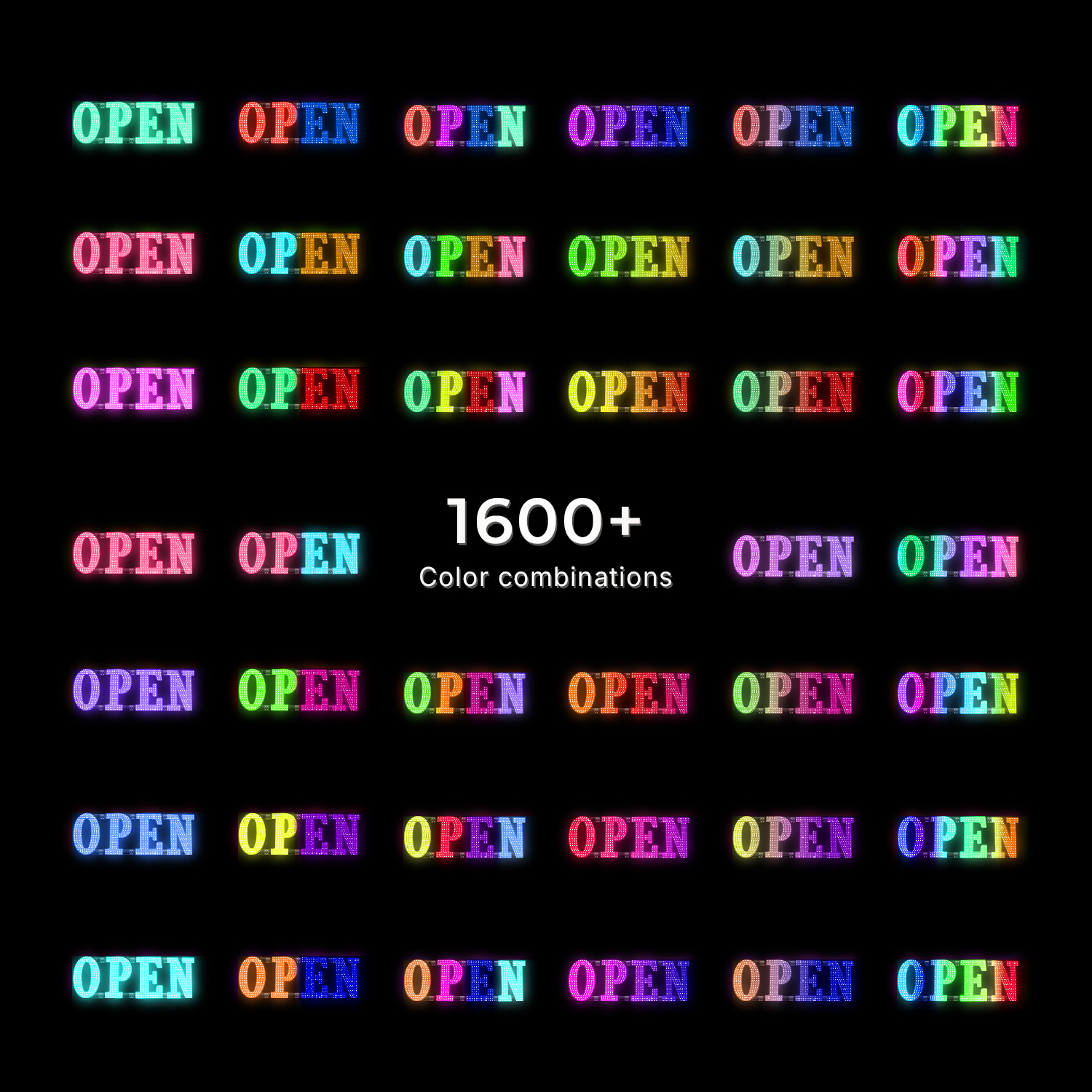 Large 48" x 16" LED Open Sign – App + Remote Control, Custom Colors ...